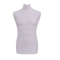 Display Guru Male Dressmakers Tailors Dummy Mannequin, Silver Torso Bust with White Wood Round Base Stand