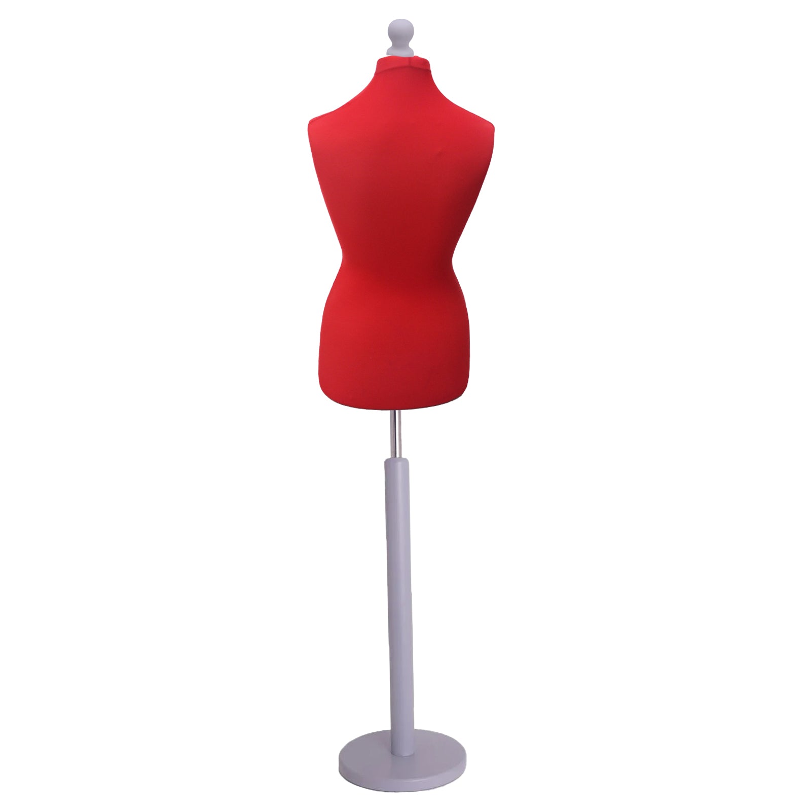 Display Guru Female Uk Size 10/12 Dressmakers Tailors Dummy Mannequin , Red Torso Bust with Silver Wood Round Base