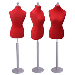 Display Guru Female Uk Size 6/8 Dressmakers Tailors Dummy Mannequin , Red Torso Bust with silver Wood Round Base