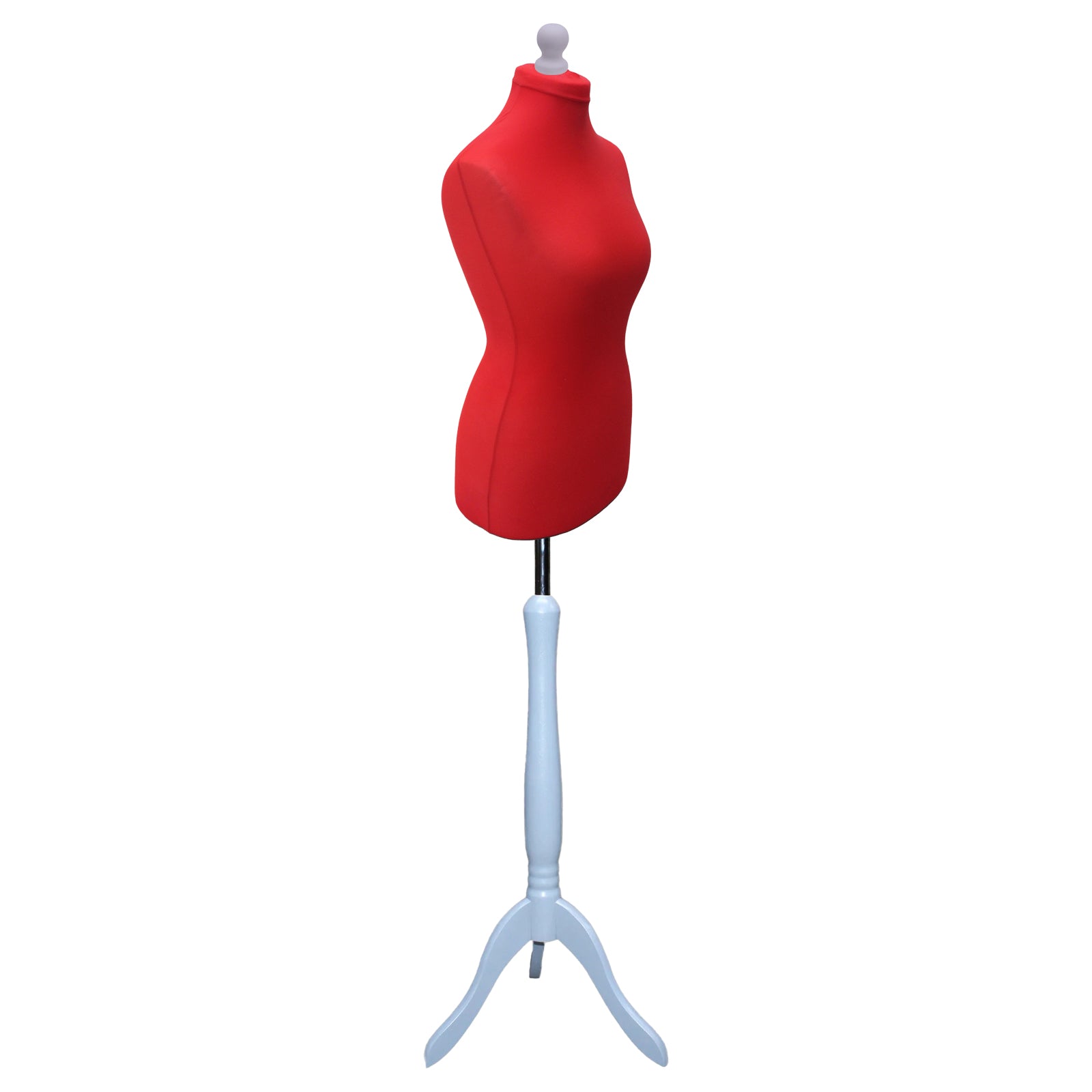 Display Guru Female Uk Size 10/12  Dressmakers Tailors Dummy Mannequin, Red Torso Bust With Silver wood Tripod Stand