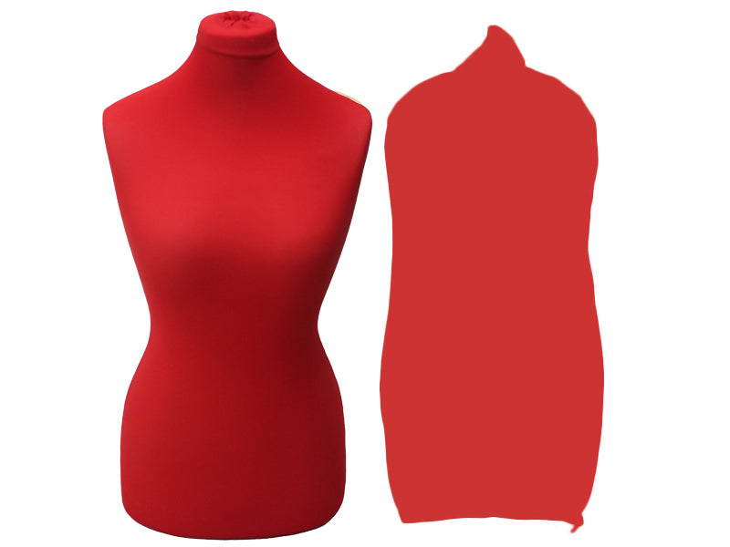 Display Guru Uk Size 8/10 Female Dressmakers Tailors Dummy Mannequin, Red Torso Bust With Light Wood Tripod Stand