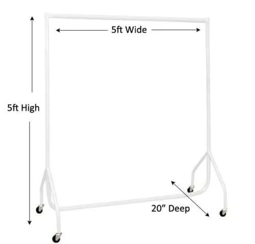 Display Guru Heavy Duty 5ft Long and 5ft High Garment Rail Steel White Clothes Rail