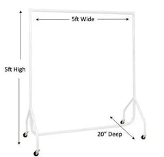 Display Guru Heavy Duty 5ft Long and 5ft High Garment Rail Steel White Clothes Rail