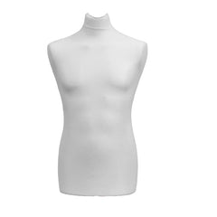Display Guru Male Dressmakers Tailors Dummy Mannequin, White Torso Bust with Silver Wood Round Base Stand