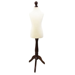 Children Kids Age 5-6 Years Tailors Dummy Mannequin, White Torso Bust with a Dark Wood Tripod Stand