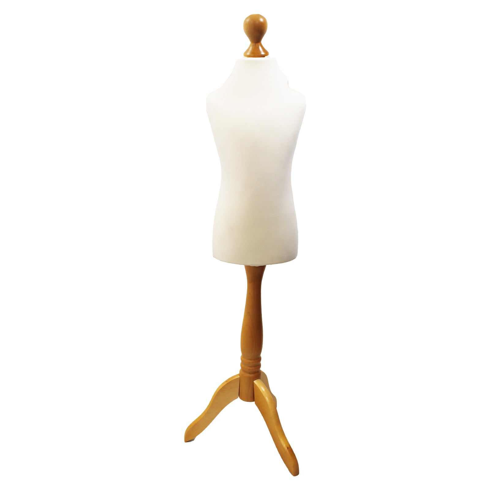 Children Kids Age 5-6 Years Tailors Dummy Mannequin, White Torso Bust with a Light Wood Tripod Stand