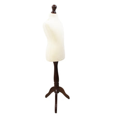 Children Kids Age 5-6 Years Tailors Dummy Mannequin, White Torso Bust with a Dark Wood Tripod Stand