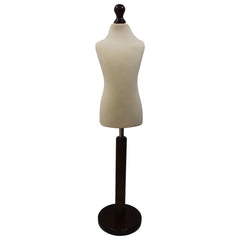 Children Kids Age 5-6 Years Tailors Dummy Mannequin, Cream Torso Bust with a Black Wood Round Base