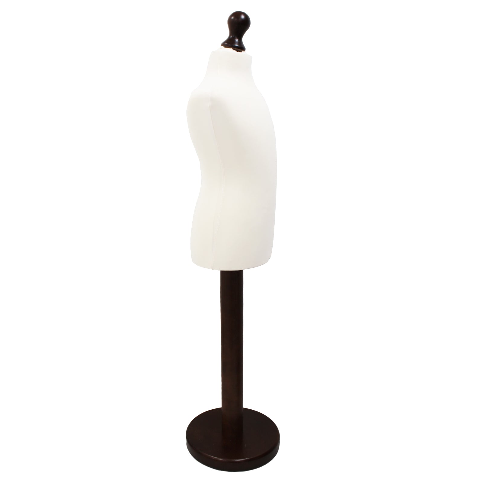 Children Kids Age 2-4 Years Tailors Dummy Mannequin, White Torso Bust with a Dark Wood Round Base