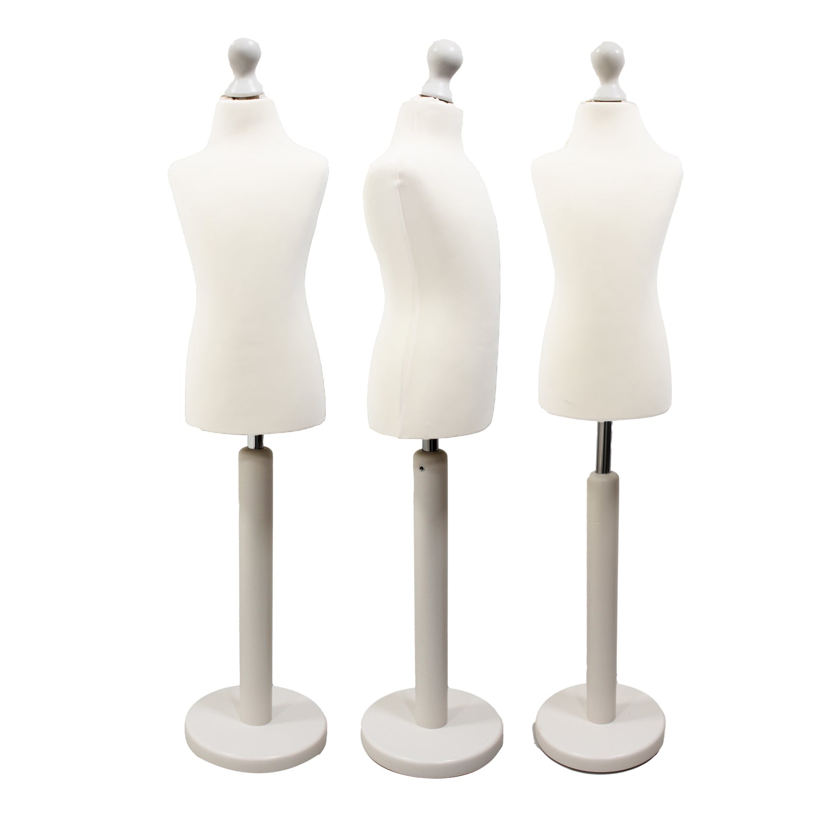 Children Kids Age 5-6 Years Tailors Dummy Mannequin, White Torso Bust with a White Wood Round Base