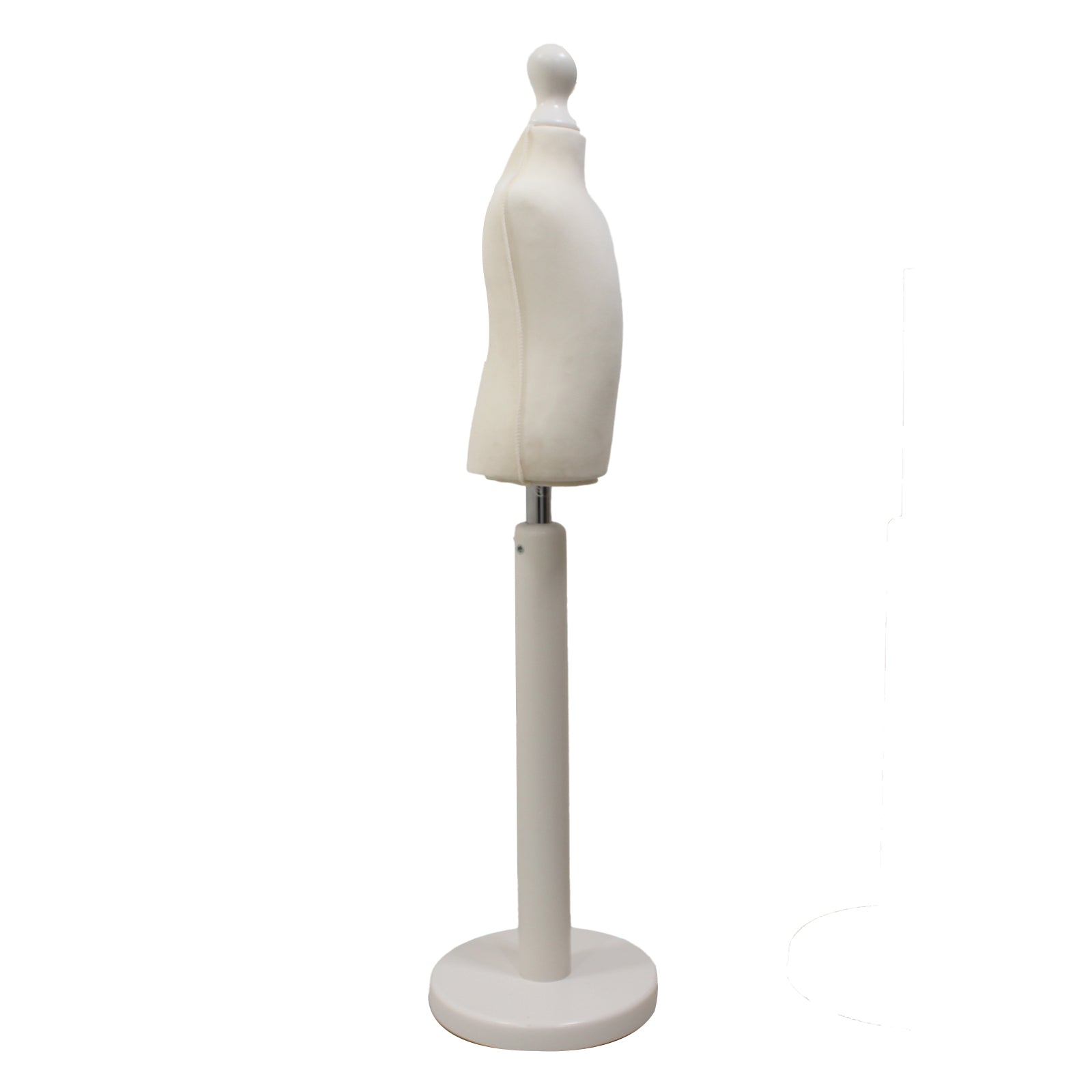 Children Kids Age 1 year Tailors Dummy Mannequin, Cream Torso Bust with a white Wood Round Base