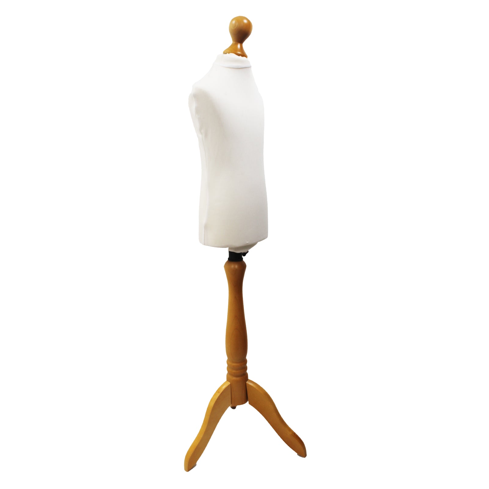 Children Kids Age 2-4 Tailors Dummy Mannequin, White Torso Bust with a Light Wood Tripod Stand