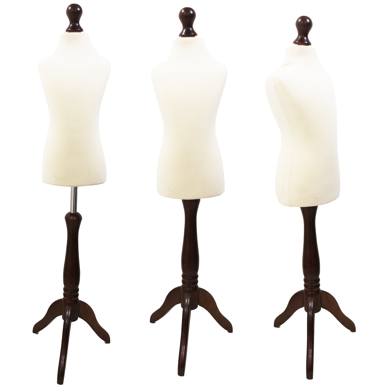 Children Kids Age 5-6 Years Tailors Dummy Mannequin, White Torso Bust with a Dark Wood Tripod Stand