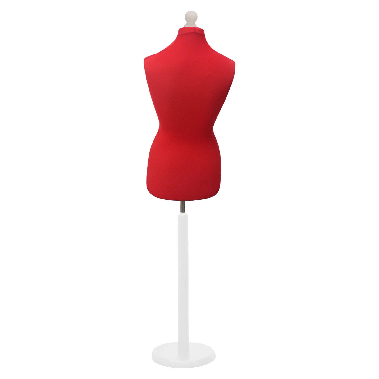 Display Guru Female Uk Size 10/12 Dressmakers Tailors Dummy Mannequin , Red Torso Bust with White Wood Round Base