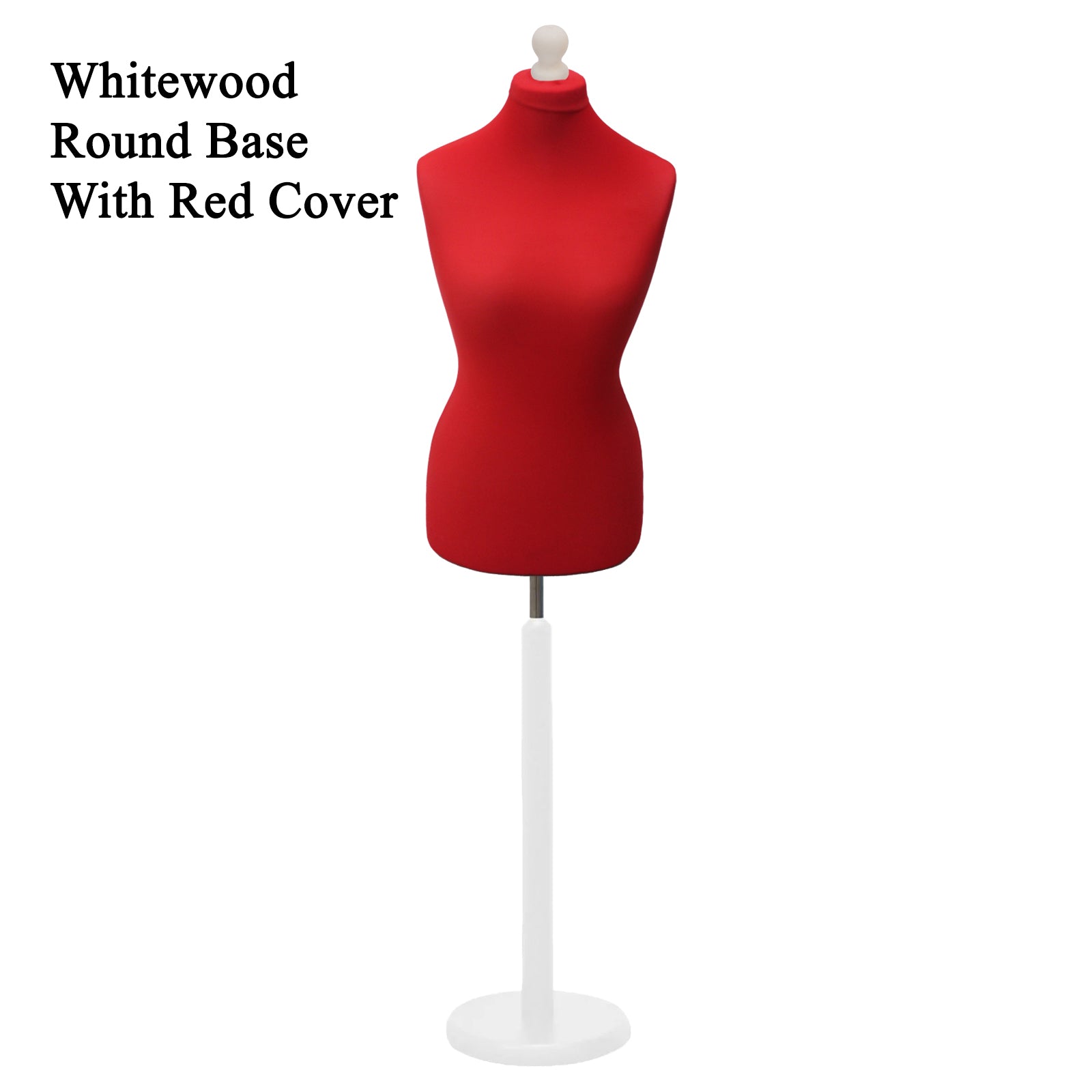 Display Guru Female Uk Size 10/12 Dressmakers Tailors Dummy Mannequin , Red Torso Bust with White Wood Round Base