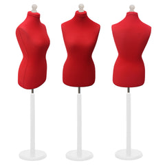Display Guru Female Uk Size 10/12 Dressmakers Tailors Dummy Mannequin , Red Torso Bust with White Wood Round Base