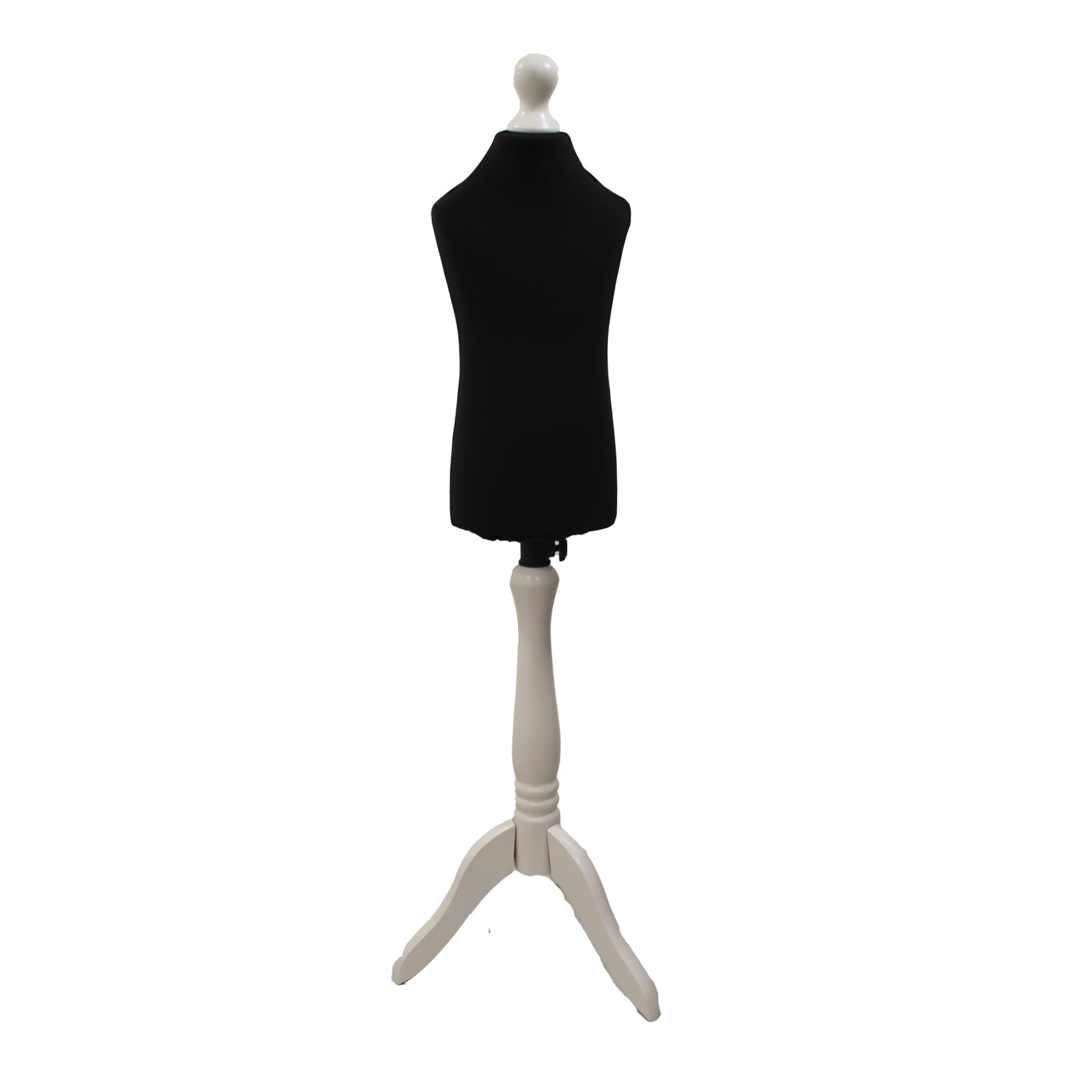 Children Kids Age 2-4 Tailors Dummy Mannequin, Black Torso Bust with a White Wood Tripod Stand