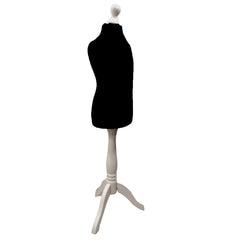 Children Kids Age 5-6 Years Tailors Dummy Mannequin, Black Torso Bust with a White Wood Tripod Stand