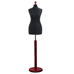 Display Guru Female Uk Size 6/8 Dressmakers Tailors Dummy Mannequin , Black Torso Bust with Red Wood Round Base