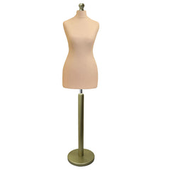 Display Guru Female Uk Size 12/14 Dressmakers Tailors Dummy Mannequin , Cream Torso Bust with Gold  Wood Round Base