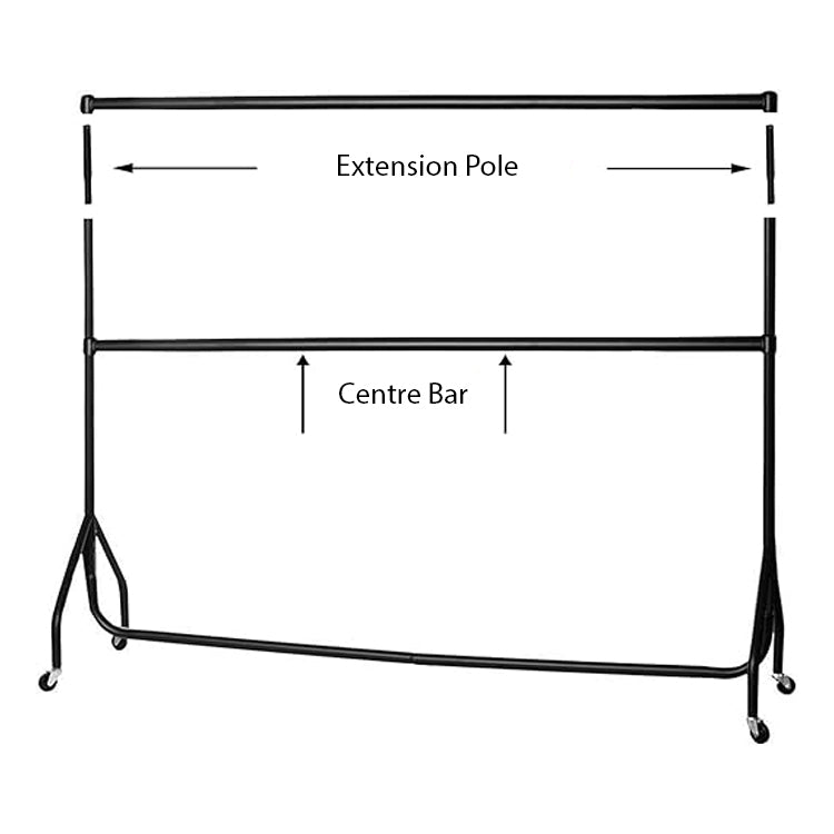 Display Guru Black 5ft Long Centre Bar For Heavy-Duty Clothes Rail