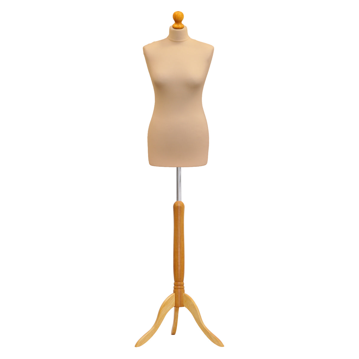 Display Guru Female Uk Size 8/10 Dressmakers Tailors Dummy Mannequin, Cream Torso Bust With LightWood Tripod Stand