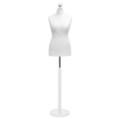 Display Guru Female Uk Size 10/12 Dressmakers Tailors Dummy Mannequin , White Torso Bust with White Wood Round Base