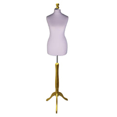 Display Guru Female Uk Size 6/8  Dressmakers Tailors Dummy Mannequin, Silver Torso Bust With Gold Wood Tripod Stand