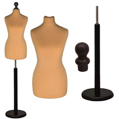 Display Guru Female Uk Size 6/8 Dressmakers Tailors Dummy Mannequin , Gold Torso Bust with Black Wood Round Base