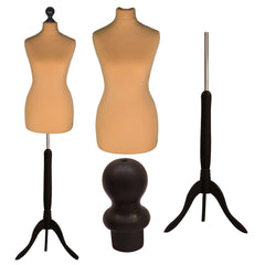Display Guru Female Uk Size 18/20 Dressmakers Tailors Dummy Mannequin, Gold Torso Bust With Black Wood Tripod Stand