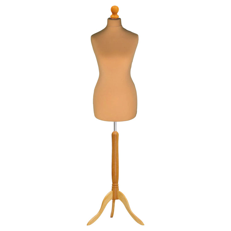 Display Guru Female Uk Size 18/20 Dressmakers Tailors Dummy Mannequin, Gold Torso Bust With Light Wood Tripod Stand