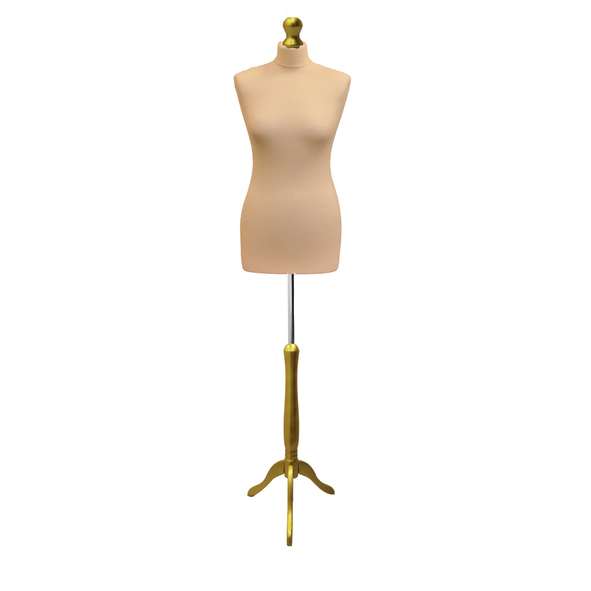 Display Guru Uk Size 6/8 Female Dressmakers Tailors Dummy Mannequin, Cream Torso Bust With Gold Wood Tripod Stand