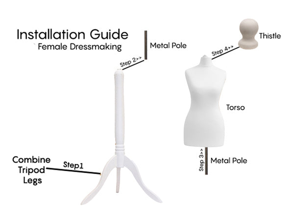 Display Guru Uk Size 8/10 Female Dressmakers Tailors Dummy Mannequin, White Torso Bust With white Wood Tripod Stand