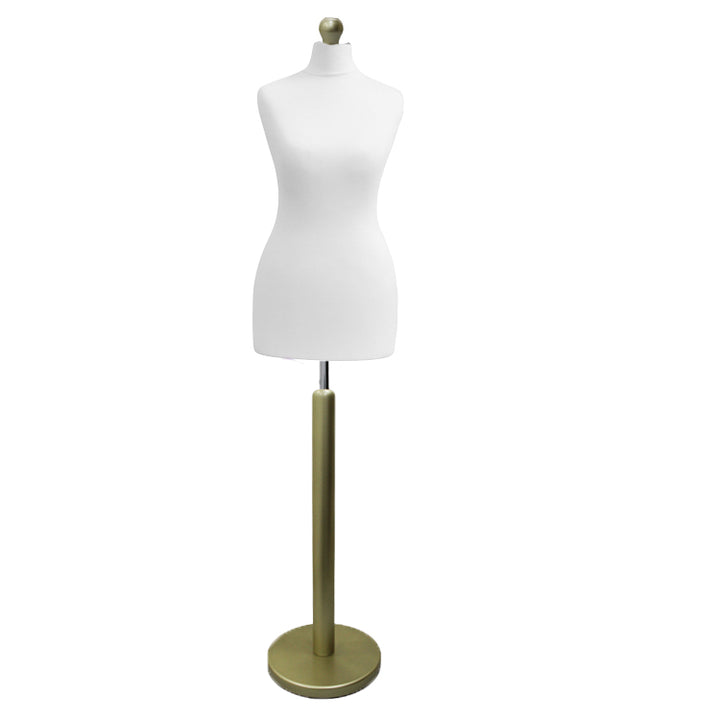 Display Guru Female Uk Size 8/10 Dressmakers Tailors Dummy Mannequin White Torso Bust With Gold Wood Round Base - View #6