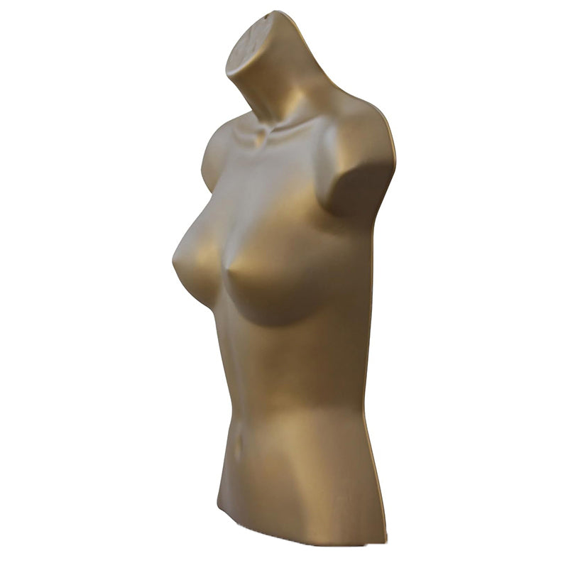 Display Guru Half Body Form 3 Quarter Gold Female Hanging Mannequin for Shop Bust Display