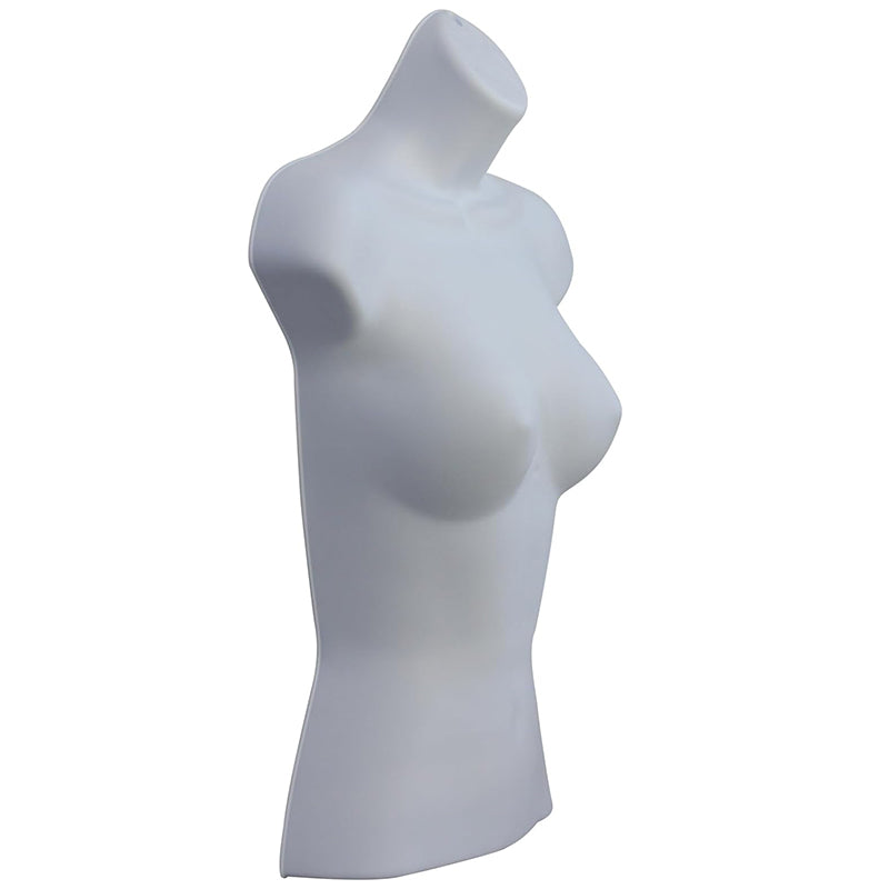 Display Guru Half Body Form 3 Quarter White Female Hanging Mannequin for Shop Bust Display