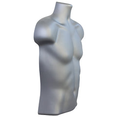 Display Guru Half Body Form 3 Quarter Silver Male Hanging Mannequin With Adjustable Stand for Shop Bust Display