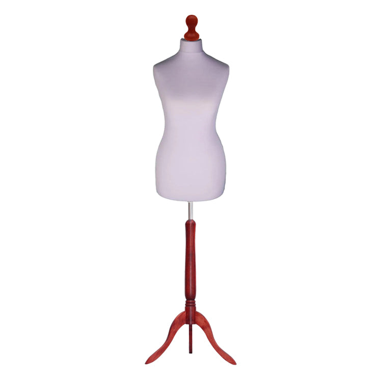 Display Guru Female Uk Size 18/20 Dressmakers Tailors Dummy Mannequin, Silver Torso Bust With Red Wood Tripod Stand