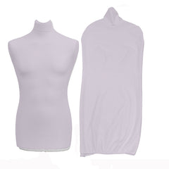 Display Guru Male Dressmakers Tailors Dummy Mannequin, Silver Torso Bust with White Wood Round Base Stand