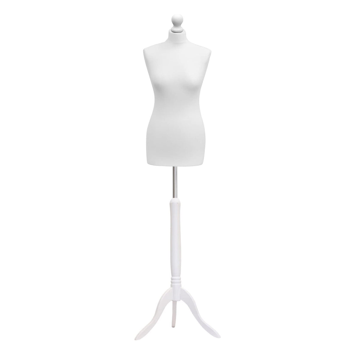 Display Guru Uk Size 8/10 Female Dressmakers Tailors Dummy Mannequin, White Torso Bust With white Wood Tripod Stand