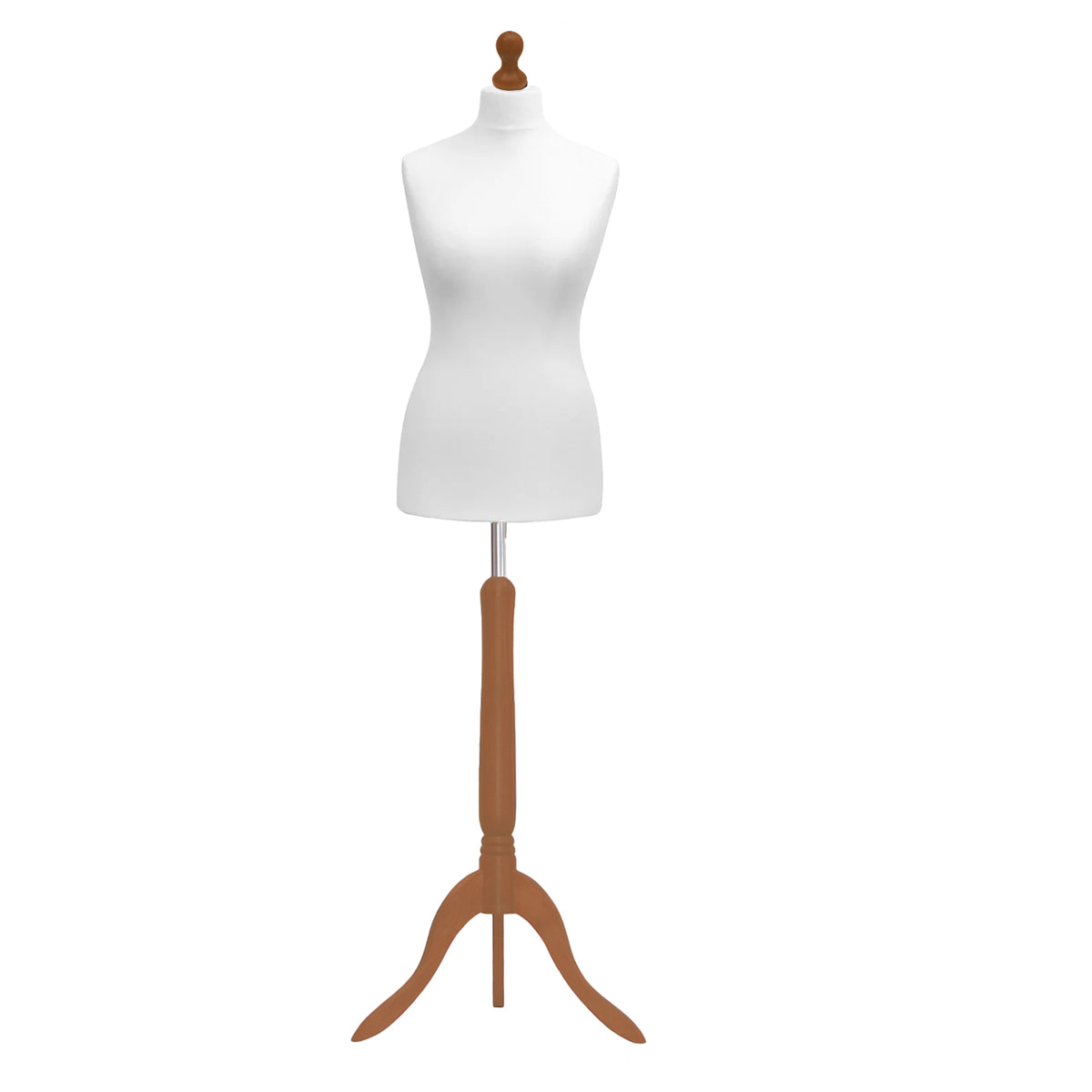Display Guru Uk Size 8/10 Female Dressmakers Tailors Dummy Mannequin, White Torso Bust With GoldWood Tripod Stand