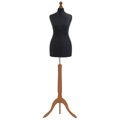 Display Guru Uk Size 8/10 Female Dressmakers Tailors Dummy Mannequin, Black Torso Bust With Gold Wood Tripod Stand